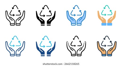 Conjunto de iconos de reciclaje colección de estilo múltiple 
