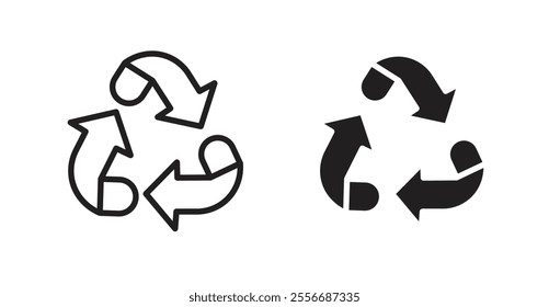 Recycling icon set in Thin line black color.