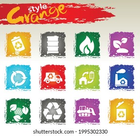 Recycling icon set for user interface design. Grange icons style