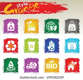 Recycling icon set for user interface design. Grange icons style
