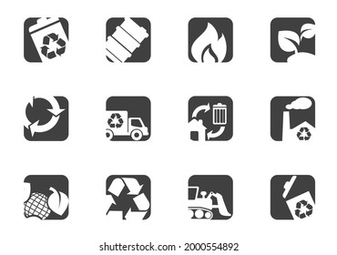 Recycling icon set for user interface design