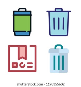 recycling icon set. vector set about package, trash, garbage and garbage bin icons set.