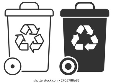 Conjunto de ícones de reciclagem. Lixeira, reutilização e recolha de símbolos ambientais ecológicos em fundo transparente