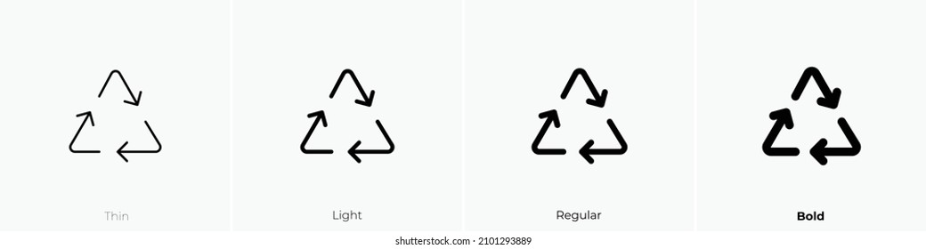 icono de reciclaje. Diseño delgado, ligero y audaz aislado en un fondo blanco
