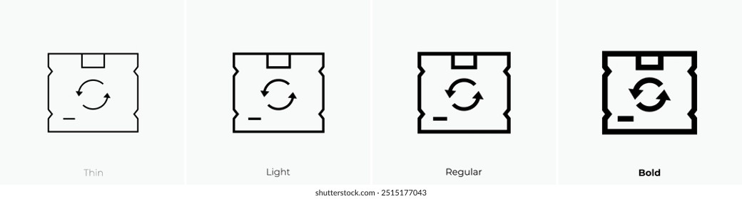 icono de reciclaje. Diseño de estilo delgado, ligero, regular y audaz aislado sobre fondo blanco