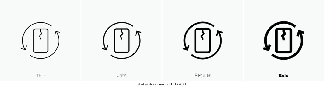 recycling icon. Thin, Light Regular And Bold style design isolated on white background