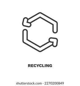 recycling icon. Thin line recycling, ecology icon from ecology collection. Outline vector isolated on white background. Editable recycling symbol can be used web and mobile