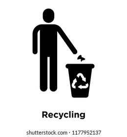 Recycling icon vector isolated on white background, logo concept of Recycling sign on transparent background, filled black symbol