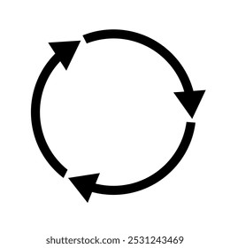 recycling icon vector on white background. arrow rotation icon
