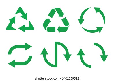 Recycling icon vector set. Arrow recycle, refresh - collection symbols illustrations.