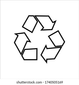 Recycling icon vector technology symbol. Thin line illustration. Environment protection contour symbol. Recycle arrows sign. Vector isolated outline drawing
