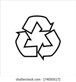 Símbolo de tecnología vectorial de icono de reciclaje. Ilustración de línea delgada. Símbolo de contorno de protección del medio ambiente. Señal de flechas de reciclaje. Dibujo de contorno aislado del vector
