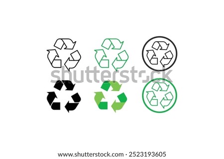 Recycling icon vector technology symbol. Recycle icon illustrating eco friendly practices, suitable for environmental initiatives and sustainability projects. set of recycling icons.