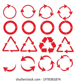 Recycling icons. Black circle arrows environmental labels. Bio garbage, biodegradable waste and reuse trash, ecology pictograms isolated vector  set