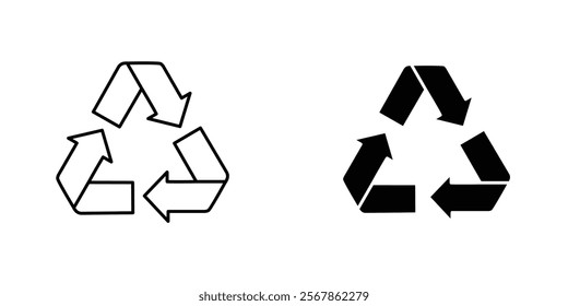 Recycling icons collection in Filled flat and thin line style.