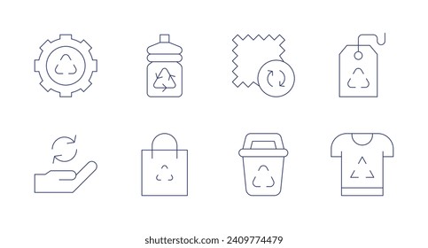 Recycling icons. Editable stroke. Containing recycling, recycle, bottle, eco packaging, recycling bin, recyclable.