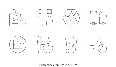 Recycling icons. Editable stroke. Containing recycle, no recyclable, recycling, recycle bin, glass recycling, recycling bin.