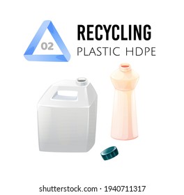 Recycling icons. HDPE plastic. Vector illustrations with recycling codes isolated on white