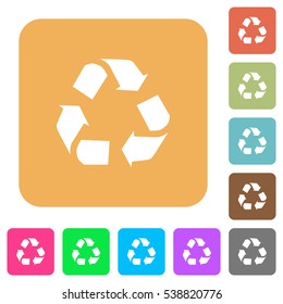 Recycling icons on rounded square vivid color backgrounds.