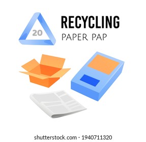 Recycling icons. Paper reusable garbage. Vector illustrations with recycling codes isolated on white