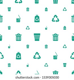 recycling icons pattern seamless white background. Included editable filled trash bag, trash bin, delete trash bin, recycle icons. recycling icons for web and mobile.