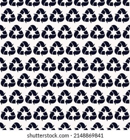 Recycling icons seamless pattern. Vector illustration. Black print on white background