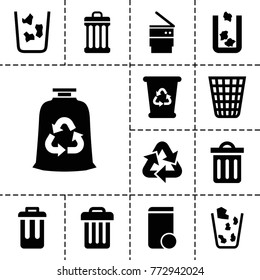 Recycling icons. set of 13 editable filled recycling icons such as trash bin, recycle bin, recycle