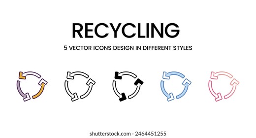 Recycling-Symbole in verschiedenen Stil Vektorgrafik Stock Illustration