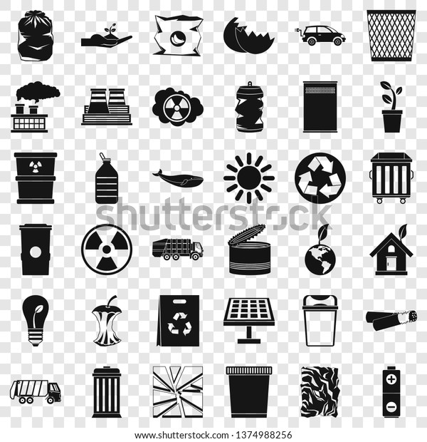 Recycling icons set. Simple style of 36\
recycling vector icons for web for any\
design