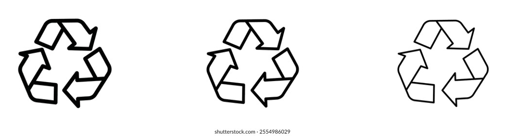 Recycling icons in tree different stroke sizes