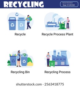 Recycling  Illustration 20 unique concepts flat design vector illustration concepts.  Wast, Population, junk, trashpeople, cleaining. Autumn holiday flat style design pack. This illustration really he