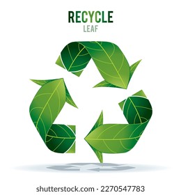ilustración de reciclado en forma de hoja verde. vector