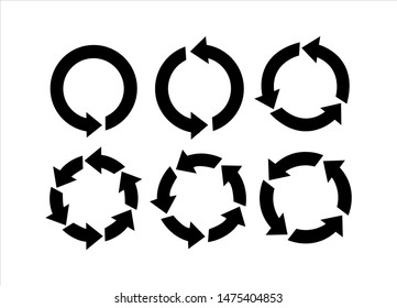 Recycling illustration vector icon. Rotational arrows and flat vector recycle icons.