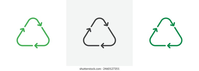 Recycling Initiative Icon Set. Vector symbols for recycling arrows and material reuse.