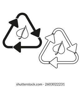 Recycling leaf icon. Eco-friendly arrows symbol. Sustainability graphic sign. Vector nature cycle.