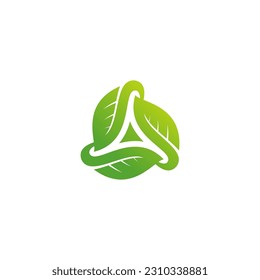 recycling leaf triangle shape illustration logo. elegant, represents cool, natural and green environment
