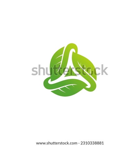 recycling leaf triangle shape illustration logo. elegant, represents cool, natural and green environment
