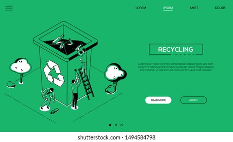 Recycling - line design style isometric web banner
