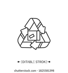Recycling line icon. Lean production. Ecological production. Environment safe. Stages and elements of a successful production cycle. Editable stroke
