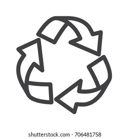 Recycling line icon, outline vector sign, linear style pictogram isolated on white. Symbol, logo illustration. Editable stroke. Pixel perfect graphics