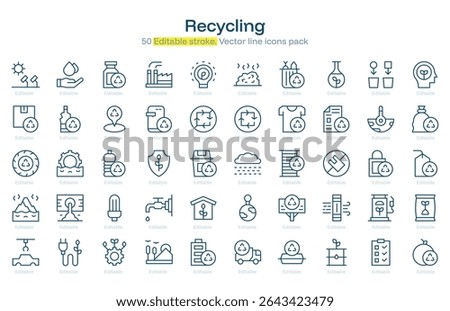 Recycling line icon pack. Recycling Stroke icon set. Editable Stroke icon