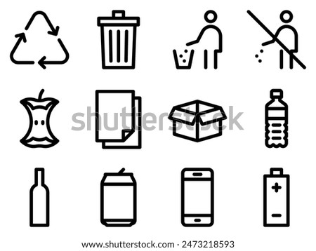 	
Recycling line icon set. Waste sorting outline signs. Editable stroke. Vector graphics	