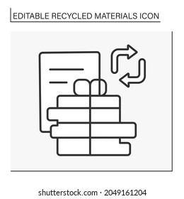  Recycling line icon. Waste paper collection. Recycled materials concept. Isolated vector illustration. Editable stroke