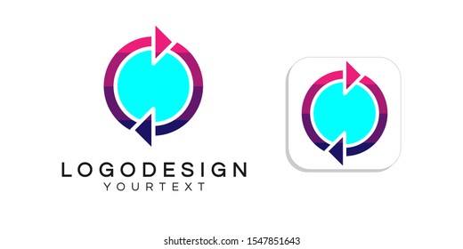 recycling logo design. icon app smartphone color full