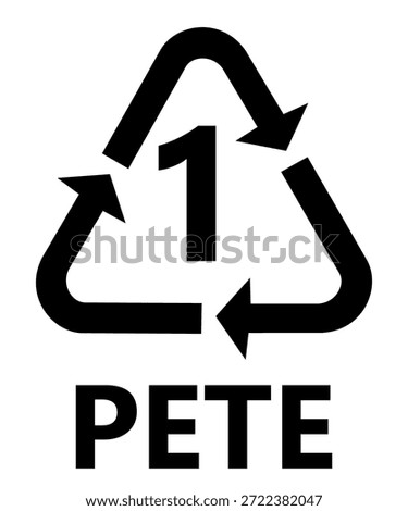Recycling logo featuring the number 1 in the center, representing Plastic Resin Code 1 PET or PETE. The design includes the universal recycling symbol with circular arrows, symbolizing sustainability, environmental responsibility, and recyclable plastic materials commonly used for beverage bottles and packaging.