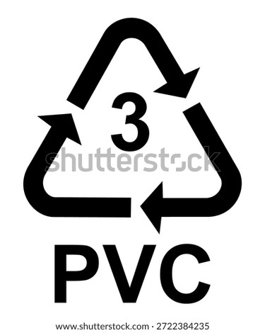 Recycling logo featuring the number 3 in the center, representing Plastic Resin Code 3 PVC. The design includes the universal recycling symbol with circular arrows, symbolizing environmental awareness, sustainability, and recyclable plastic materials commonly used for pipes, cables, and construction packaging.