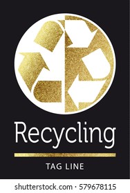 recycling logo in gold