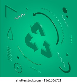 Recycling logo illustration - Isometric recycle icon background