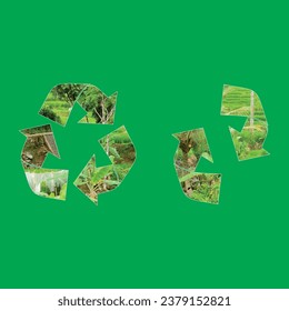 Recycling logo with vegetables background