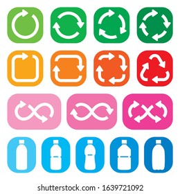 Recycling mark and plastic bottle icon